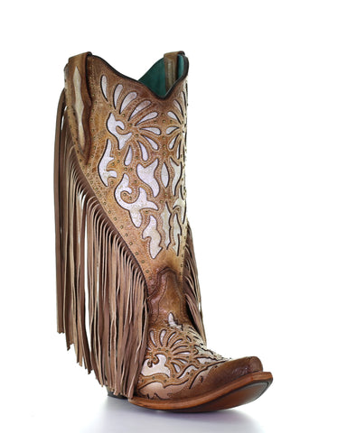 Women's Inlay Fringe Western Boots