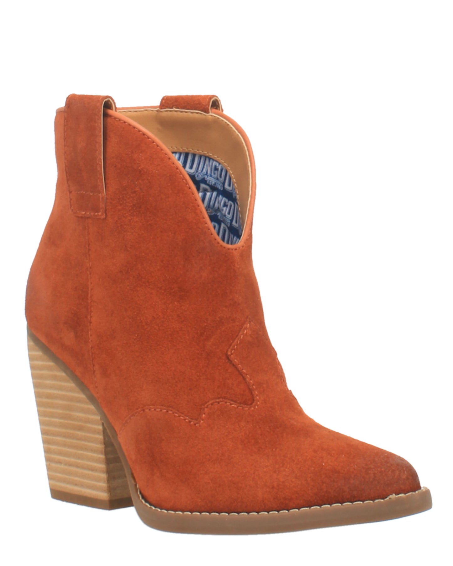 Dingo Women's Flannie Leather Booties in Rust with Snip Toe at Skip's Western Outfitters | DI342-RUST
