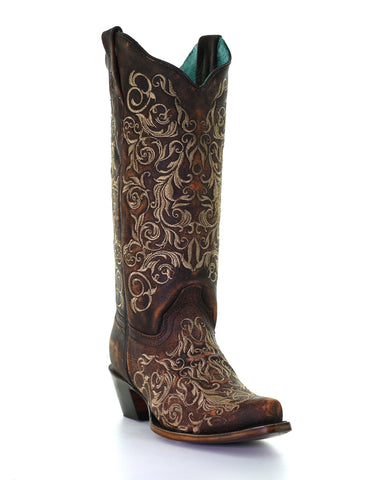 Women's Floral Embroidery Western Boots