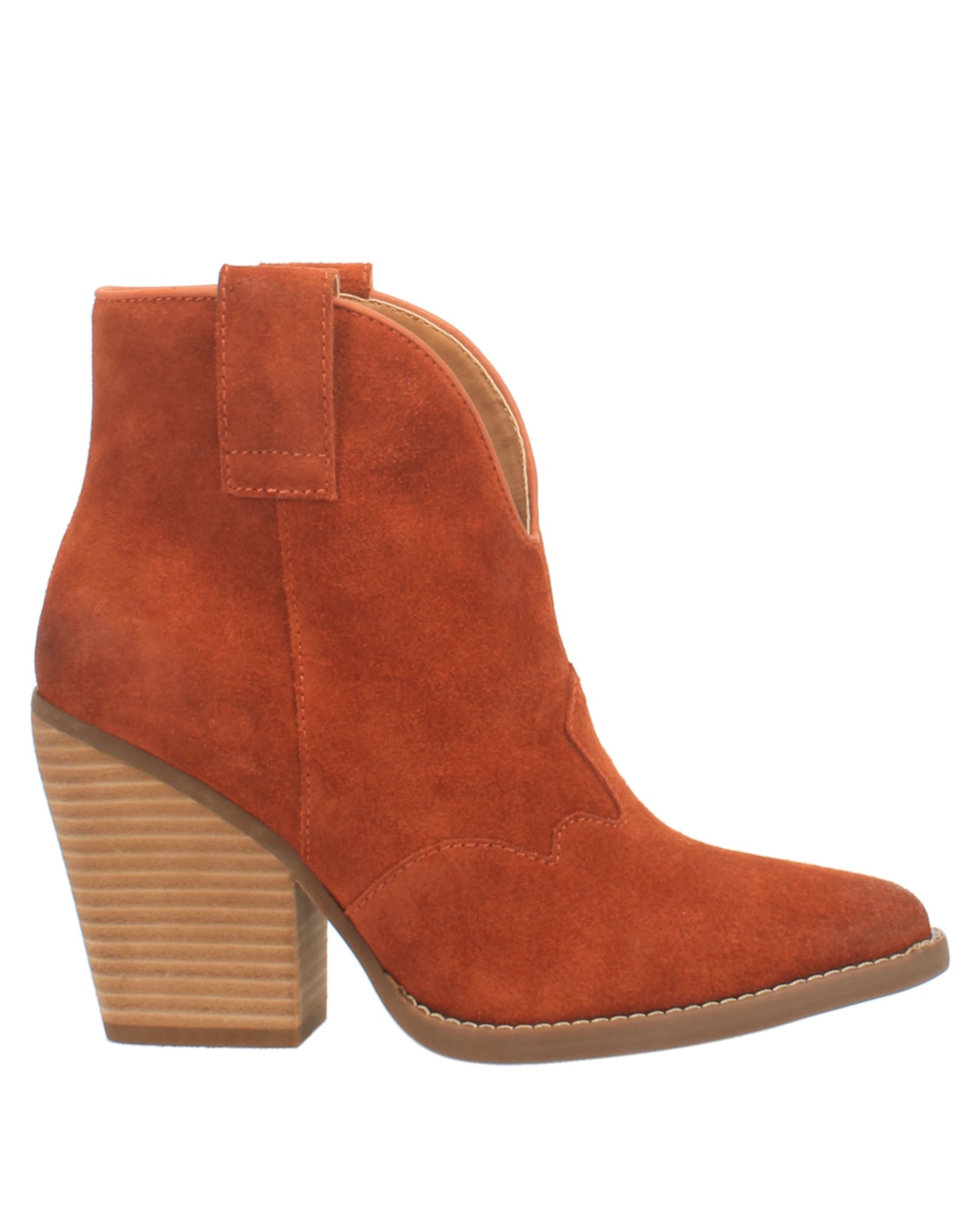 Dingo Women's Flannie Leather Booties in Rust with Snip Toe at Skip's Western Outfitters | DI342-RUST