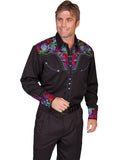 Men's Colorful Floral Tooled Western Shirt