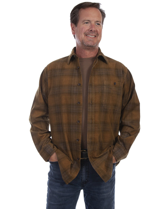 Men's Corduroy Western Shirt by Scully from Skip’s Western Outfitters | SCU-TR-105-COFFEE-S-COFFEE