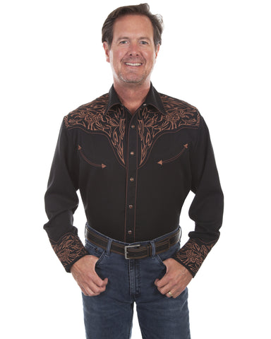Men's Embroidered Scroll Western Shirt