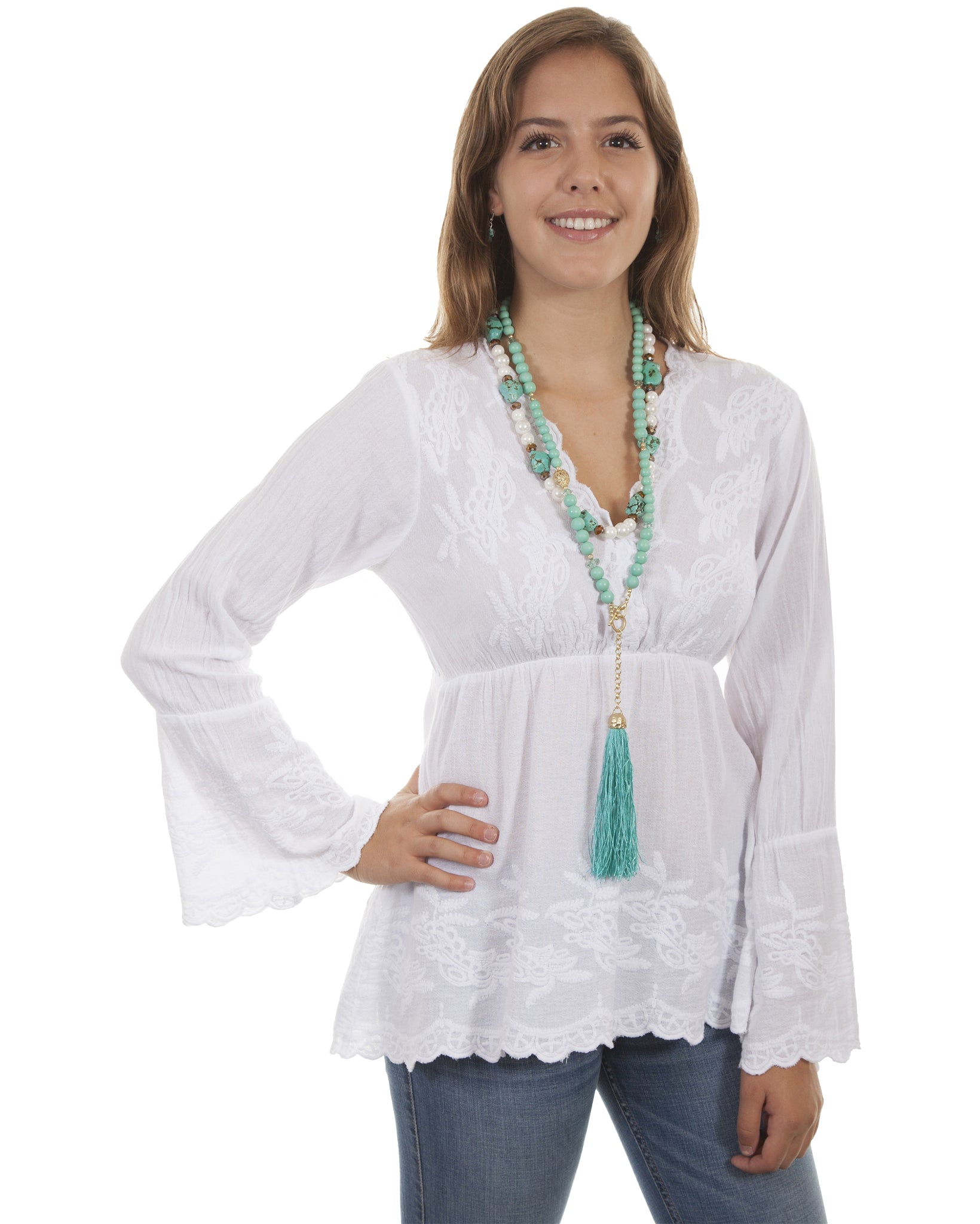 Peruvian Top Women's Peruvian Cotton Bell Sleeve Top – Skip's Western Outfitters