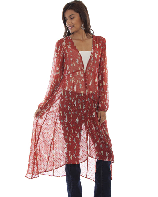 Women's Floral Swiss Dot Duster by Scully from Skip’s Western Outfitters | SCU-HC668-SPI-S-SPICE