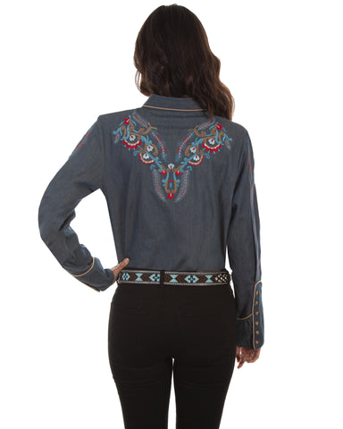 Women's Feather and Floral Western Shirt