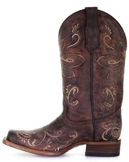 Corral L5079 Women's Handcrafted Square Toe Cowgirl Boots in Brown at Skip's Western Outfitters