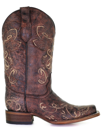 Corral L5079 Women's Handcrafted Square Toe Cowgirl Boots in Brown at Skip's Western Outfitters