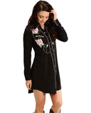 Women's Floral Embroidery Dress Western Shirt