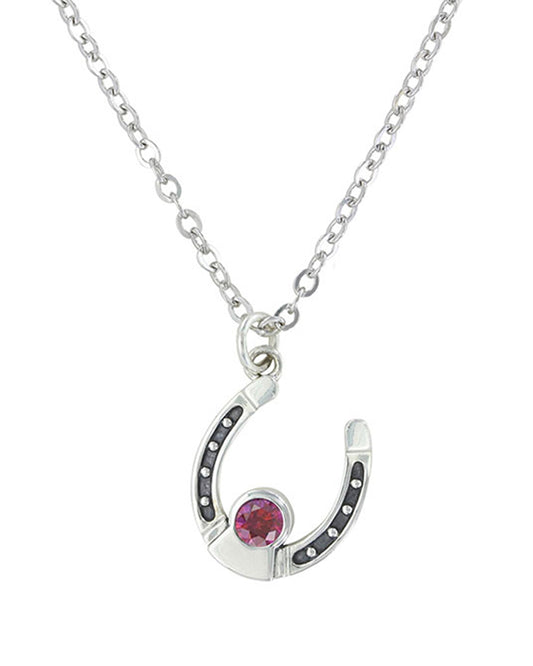 Women's Sterling Lane Birthstone Horseshoe Necklace by Montana Silversmiths from Skip’s Western Outfitters | MON-SLNC002-JAN-One-Size-Autumn-Ash