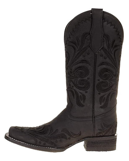 Corral L5464 Women's Handcrafted Square Toe Cowgirl Boots in Black at Skip's Western Outfitters
