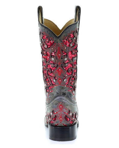 Women's Sequin Inlay Square-Toe Boots
