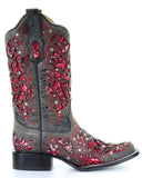 Women's Sequin Inlay Square-Toe Boots