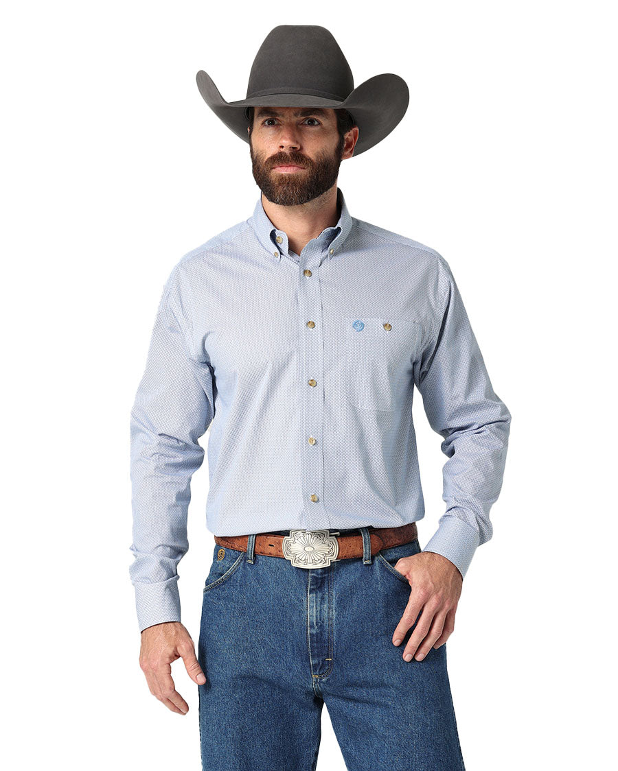 Men's George Strait Two Pocket Long Sleeve Shirt by Wrangler from Skip’s Western Outfitters | WRA-112319002-S-REG