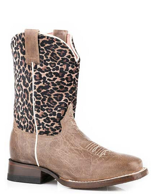 Big Kids' Cheetah Western Boots by Roper from Skip’s Western Outfitters | KAR-09-119-7022-8260-BR-040-Brown